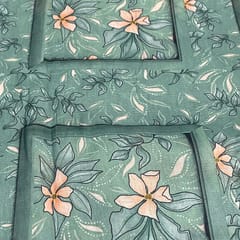 Green Color Muslin Printed Fabric