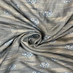 Grey Color Semi Pashmina Printed Fabric