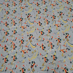 Beige Color Cotton Linen Printed Fabric