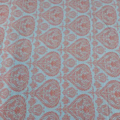 Sky Blue Color Corduroy Printed Fabric