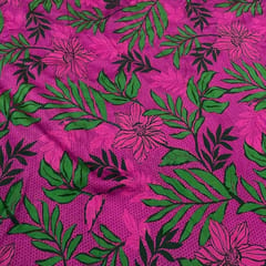 Pink Color Pure Chanderi Printed Fabric