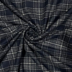 Navy Blue Color Tweed Fabric