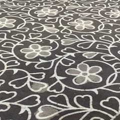 Dark Grey Color Cotton Cambric Dabu Printed Fabric