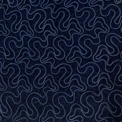 Navy Blue Color Net Embroidered Fabric