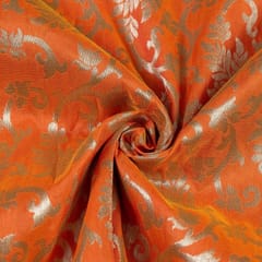 Orange Color Silk Jacquard fabric (1Meter Piece)