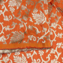 Orange Color Silk Jacquard fabric (1Meter Piece)