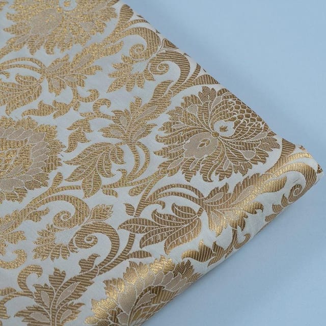 White Color Brocade fabric (1.90 Meter Piece)