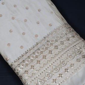 Dyeable Upada Silk Tissue Embroidered Fabric