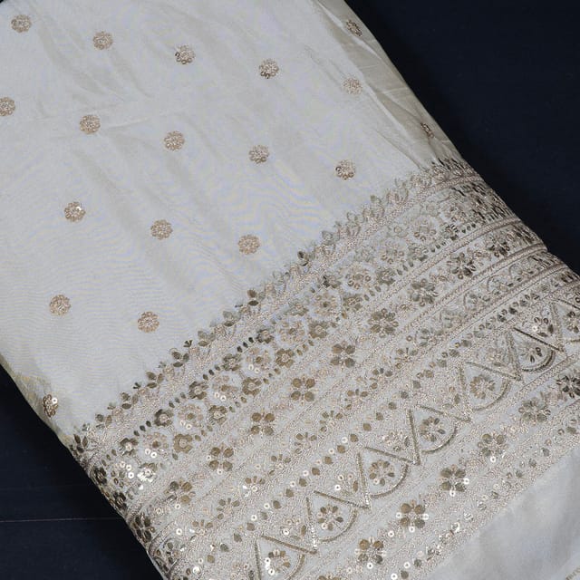 Dyeable Uppada Silk Tissue Embroidered Fabric