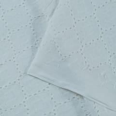 White Color Dyeable Cotton Chikan Embroidered Fabric (1.80Meter Piece)