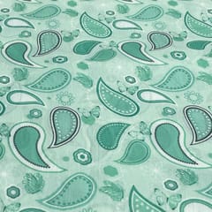 Light Green Color Muslin Printed Fabric