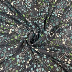 Dark Blue Color Muslin Printed Fabric