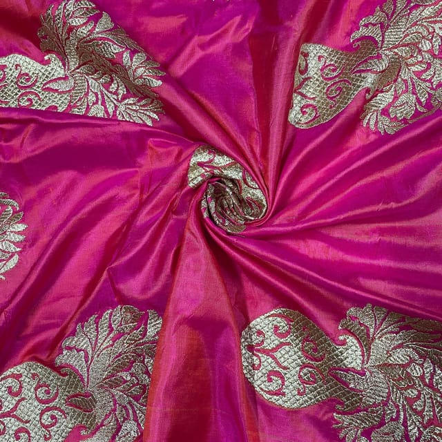 Twotone Pink Color Silk Zari Fabric