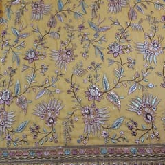 Mustard Color Georgette Embroidered Fabric
