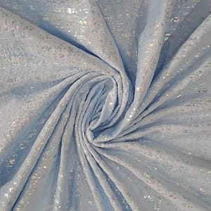 Sky Blue Color Suede Foil Fabric