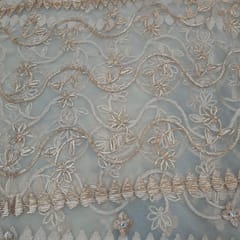 Gold Color Net Embroidered Fabric