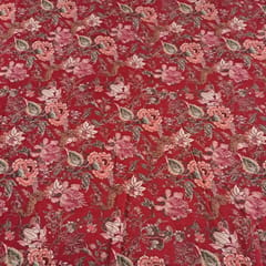 Red Color Corduroy Printed Fabric