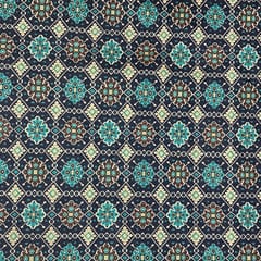 Dark Blue Color Poly Tussar Printed Fabric