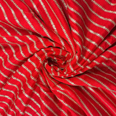 Red Color Chinon Embroidered Fabric