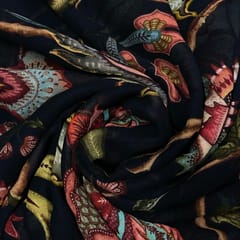Black Color Georgette Printed Fabric