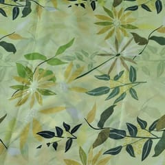 Lemon Color Georgette Satin Printed Fabric