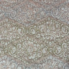 Pink Color Net Embroidered Fabric