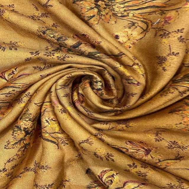 Rust Color Semi Pashmina Printed Fabric