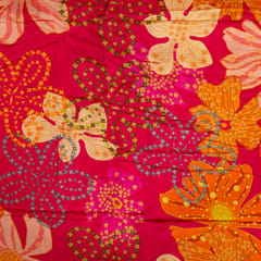 Majenta Color Dola Silk Digital Printed Fabric (1.40Meter Piece)