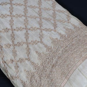 Dyeable Tissue Uppada Embroidered Fabric