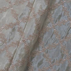 Dyeable Tissue Uppada Embroidered Fabric
