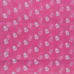 Pink Color Pure Kota Thread Embroidered Fabric (75cm Piece)