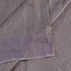 Taupe Grey Color Chinon Chiffon Sequins Embroidered Fabric (1.50Meter Piece)