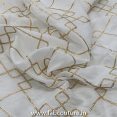 White Muslin Embroidered Fabric (1.90Meter Piece)