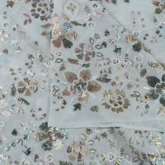 Dyeable Multi Color Georgette Sequins Embroidered Fabric (60Cm Piece)
