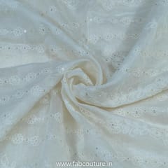 White Dyeable Chanderi Embroidery (1.40Meter Piece)