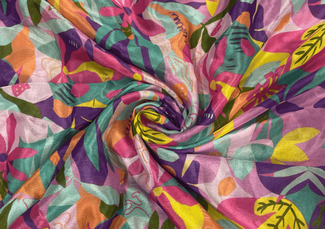Multicolor Floral Printed Chiffon Fabric
