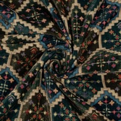 Multi Color Velvet Print with Embroidered Fabric