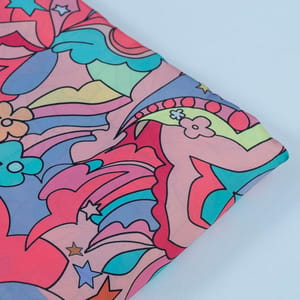 Peach Color Heavy Satin Digital Printed Fabric