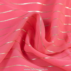 Gajree Color Poly Georgette Foil Stripes Printed Fabric