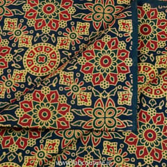 Green Cotton Ajrakh Printed Fabric
