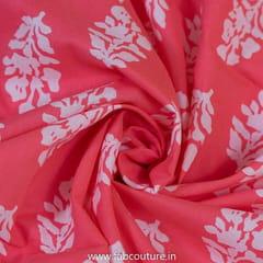 Pink Cotton Discharge Printed Fabric