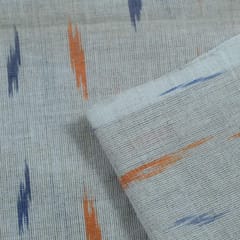 GREY WITH  BLUE  ORANGE  IKAT fabric