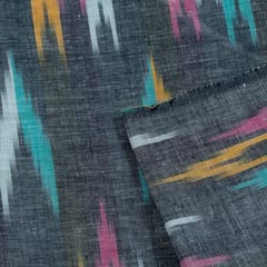 GREY WITH  MULTICOLOR  ARROR  IKAT fabric