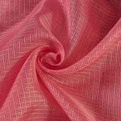 Peachish Pink Color Kota Doria Checks fabric
