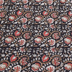 Black Color traditional Bagru Printed Fabric