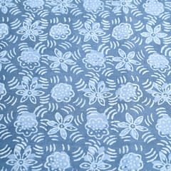 Gray Color Daboo floral Printed Fabric