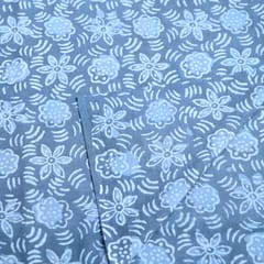 Gray Color Daboo floral Printed Fabric