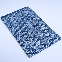 Indigo Blue Color Daboo Leaf Printed Fabric