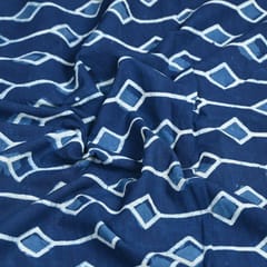Indigo Blue Color Daboo goemetric Printed Fabric