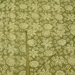 Green Color Daboo floral Printed Fabric